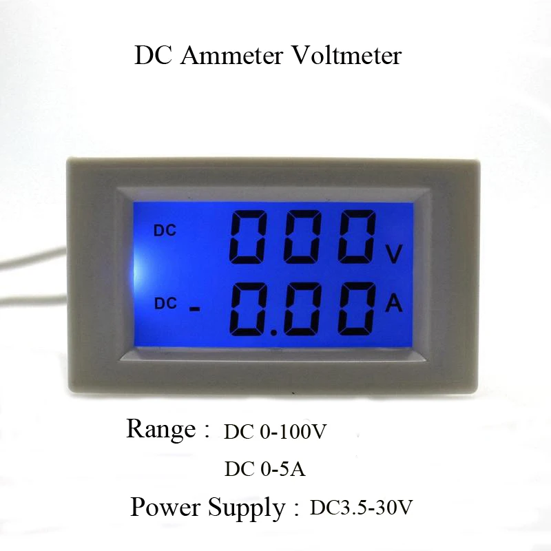 Dual Display DC Voltage and Current Meter Voltmeter Ammeter Range DC 0