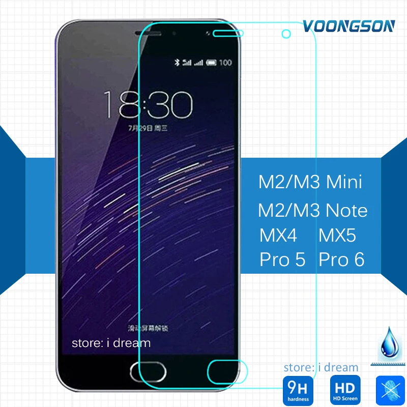 Закаленное стекло для Meizu MX4 M2 Mini M3 MX3 Note MX5 Pro 5 U10 Matel AntiExplosion защита экрана на M6 M2note