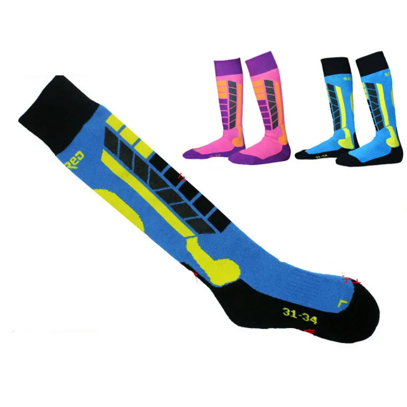 2 Pairs/Lot Winter Children Thermal Ski Socks Cotton Sports Snowboarding Skiing Socks Long Style Sock Leg Warmers For Boys Girls