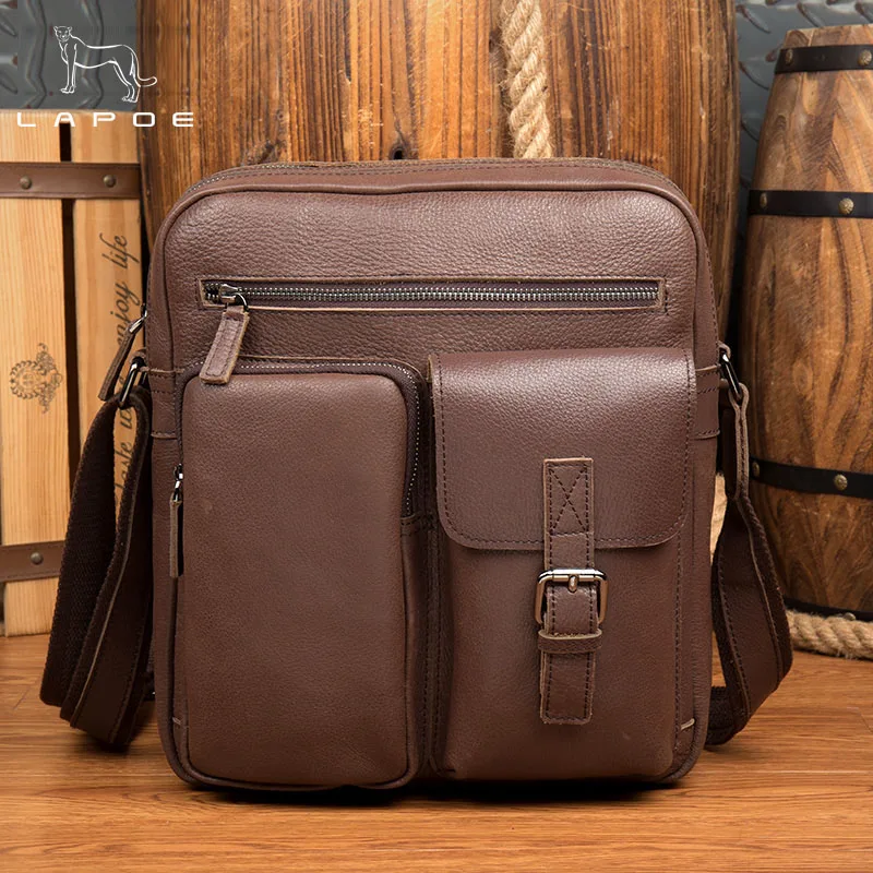 LAPOE Casual Genuine Cow Leather Casual&Bussiness Bag Men's Handbag ...