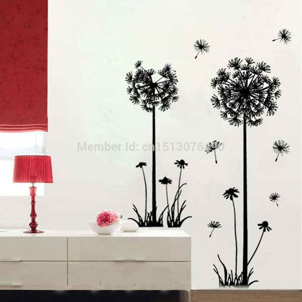 Removable Art Decal World Map Flower Dandelion Wall Sticker Home DIY Mural Decor