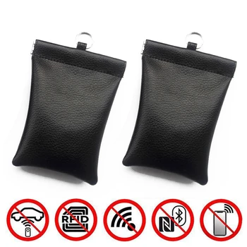 

Kit RFID Key Bag Security Set Shielding Case Pouch 12.5*9.5cm Leather Accessories Car Anti-theft Signal Durable