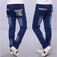 Джинсы для мальчиков; Новинка года; повседневные брюки для больших детей; Детские Стрейчевые брюки; детские брюки; сезон весна-осень