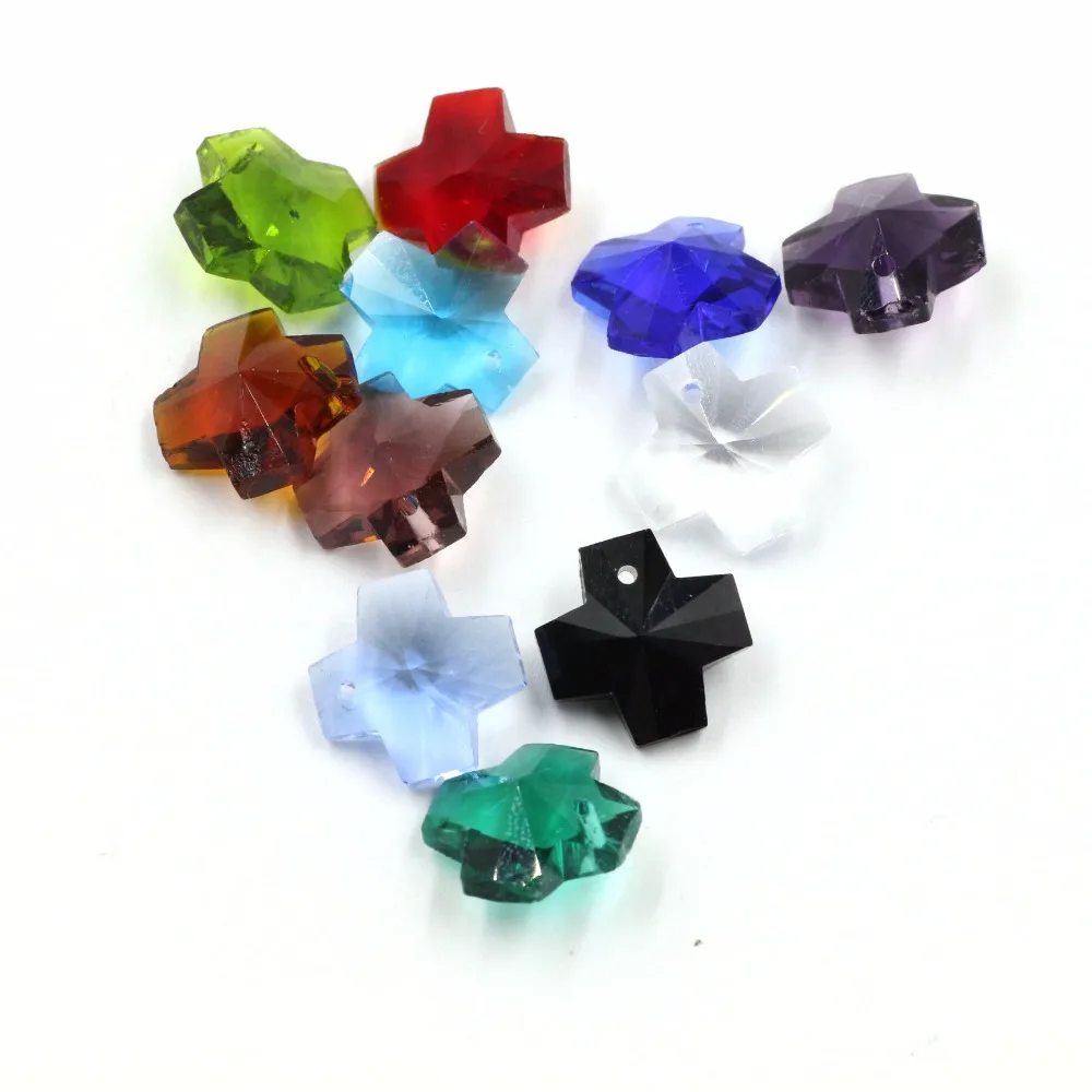 

ZHUBI Cross Crystal Bead 20Pcs Charms Pendant Crystal Connector Loose Beads For Bracelet Necklace Jewelry Making DIY Accessories