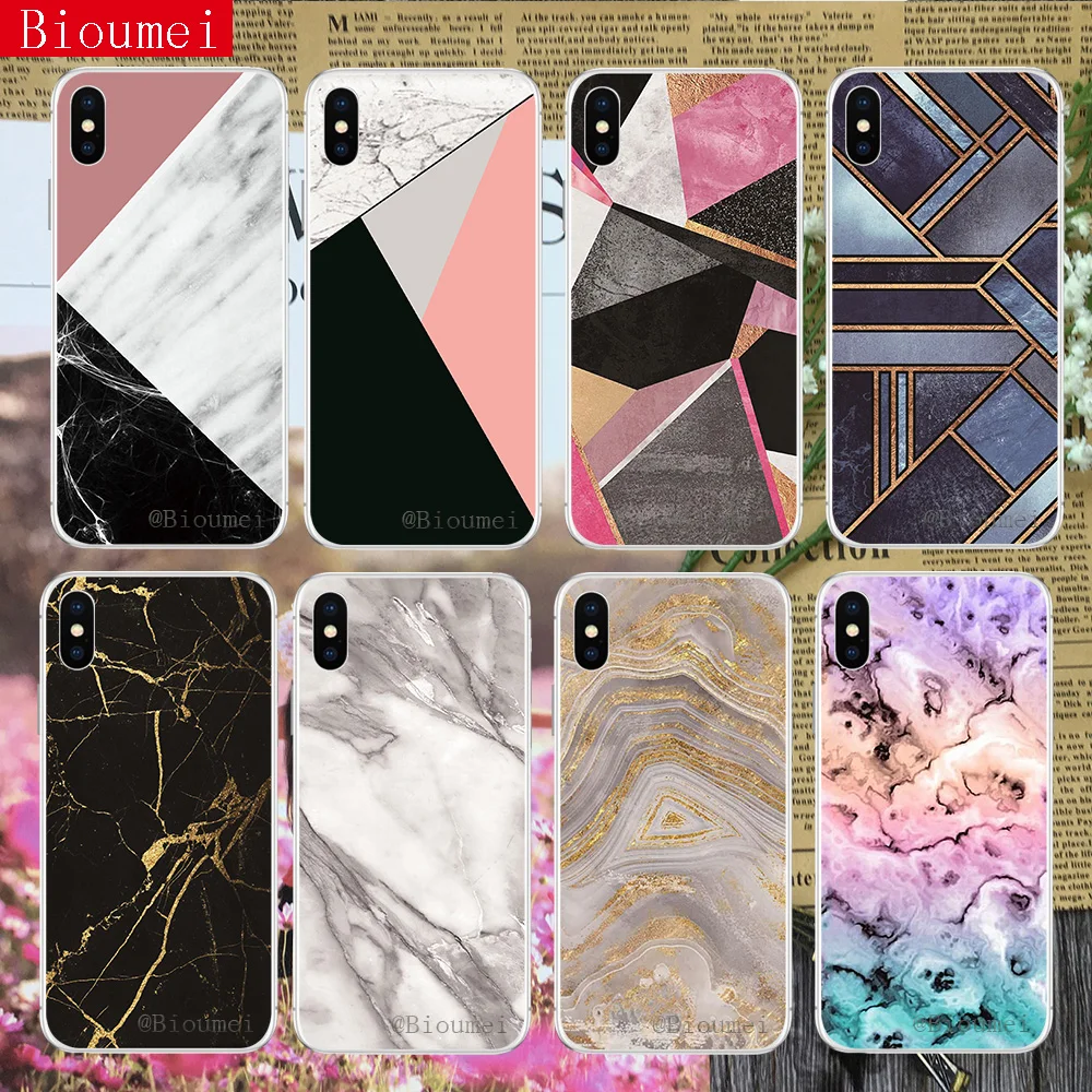 

Phone Case For iPhone XR case stitching marble Clear Soft TPU For iPhone 6 6s 7 8 Plus XS XR XS Max X 46