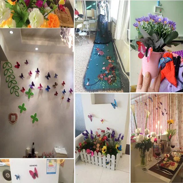 12pcs PVC 3D DIY Butterfly Decal Magnetic Sticking Feather Mandala Painting Stencils For Wall Large In Wall Stickes Home Decor
