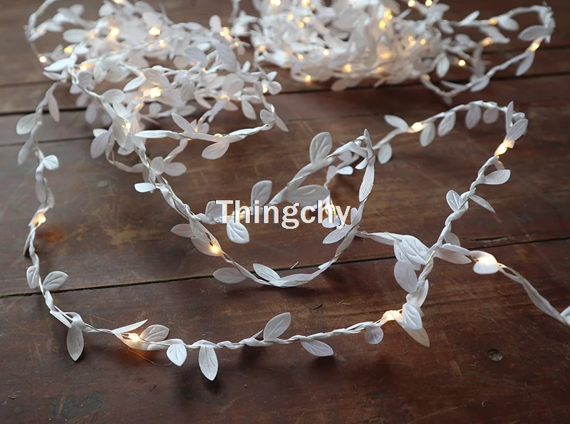 Pequenas Folhas Guirlanda Luz Fio de Cobre Levou Bateria Luzes da Corda para o Casamento de Fadas Floresta Mesa de Natal Partido Home Decoração 10 fio cobre bateria luzes da corda para