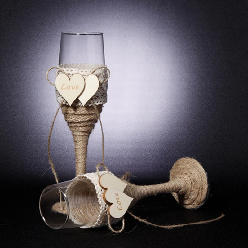 1 комплект персонализированные любовь свадьба, свадьба шампанское тост флейты, мешковины кружева деревенский флейты