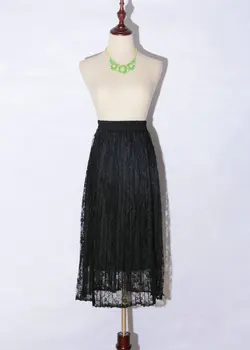 

Skirts Womens Direct Selling A-line Saia Saia Midi Europe And America 2019 New Style Women's Hollow Hook Flower Lace Skirt