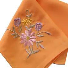 Атласный Шелковый Карманный квадратный с ручной вышивкой цветочный Шелковый платок винтажный носовой цветок вышивка