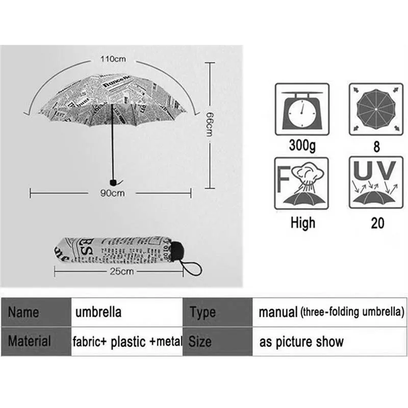 Оригинальные газетные трехслойные стильные зонты от дождя для женщин/мужчин, высокое качество, дешевая мода, Bumbershoot