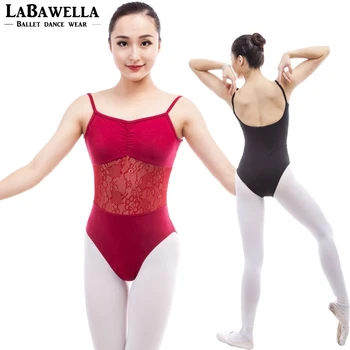 

latest burgundy adult ballet leotards camisole with lace sexy training gymnastics dance leotard clothes women CS0314