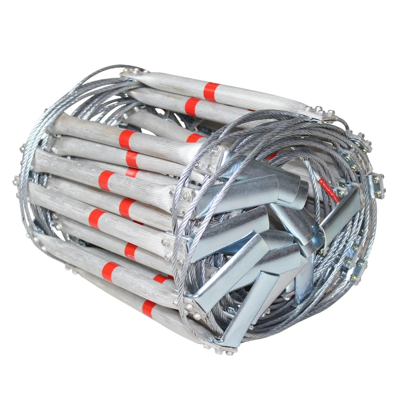 5M Fire Escape Ladder Folding Steel Wire Rope Ladders Aluminum Alloy