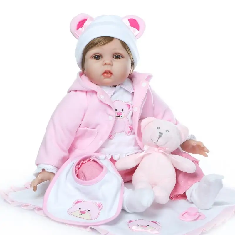 55 см Силиконовые bebes Reborn Baby Doll игрушки с мини-аксессуары в виде мишки сладкие Куклы принцессы прекрасный подарок на день рождения девочки paly игрушка