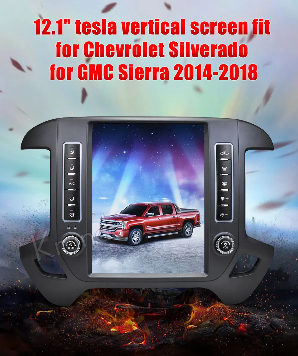 Krando Android 8,1 12," Tesla style вертикальный Автомагнитола для Chevrolet Silverado и GMC Sierra