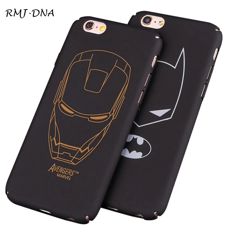 

Black PC Hard Plastic Ultra-thin Matte Surface Batman Phone Case Cover For Apple iphone 7 5 5S SE 6 6 S 6 plus Iron Maniron case