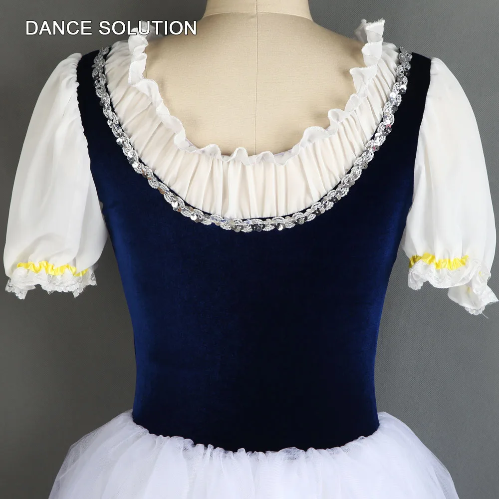 Navy Blue Velvet Stretch Bodice with Tulle Dress Ballet Dancewear Ballerina Stage Show Costume Girl& Women Romantic Skirt 20008