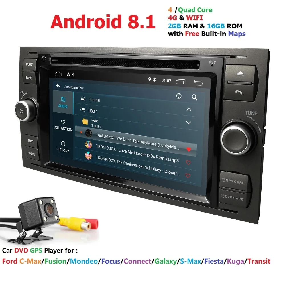 2din Android 8.1 DAB+Car DVD Player In Dash For Ford Transit Focus