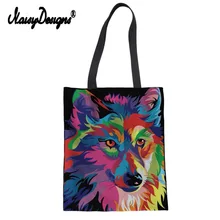 Новая Холщовая Сумка-тоут для девочек, джинсовые джинсы, леопард волка, 3D печать, хлопчатобумажная хозяйственная сумка, модная упаковка для хранения, льняная продуктовая сумка Sacola