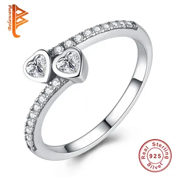 

European style Elegance Engagement Rings With Clear CZ Rings For Women Sterling-Silver-Rings Heart Jewelry