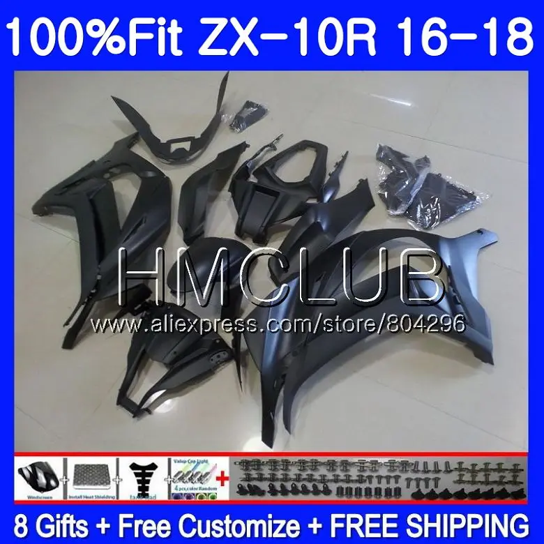 

Injection For KAWASAKI NINJA ZX 10 R ZX10R 16 17 18 42HM.5 ZX 10R ZX1000 ZX 1000 ZX-10R 2016 2017 2018 Matte black Fairing kit