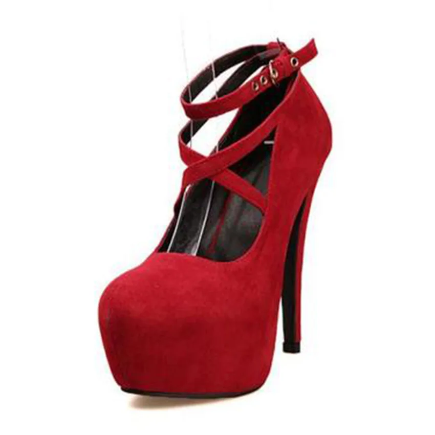 

free shipping Hot Selling Women Pumps Platform Thin Heels 14cm Cross Strap Women Shoes Fashion High Quality Sexy High Heels 38sy