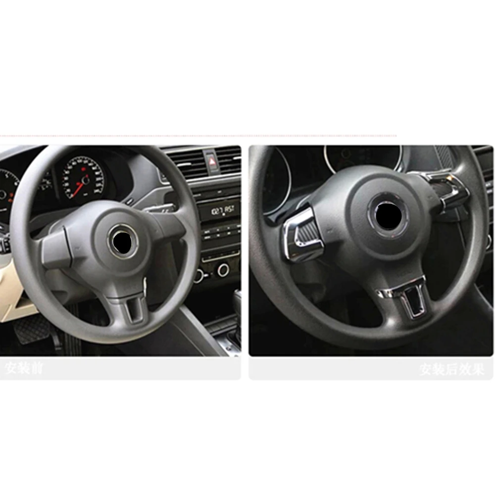 3 шт. для Volkswagen VW Golf 6 MK6 Polo Jetta MK5 2011 2012 2013 Polo Bora рулевое колесо хромированная отделка блестки крышка наклейка
