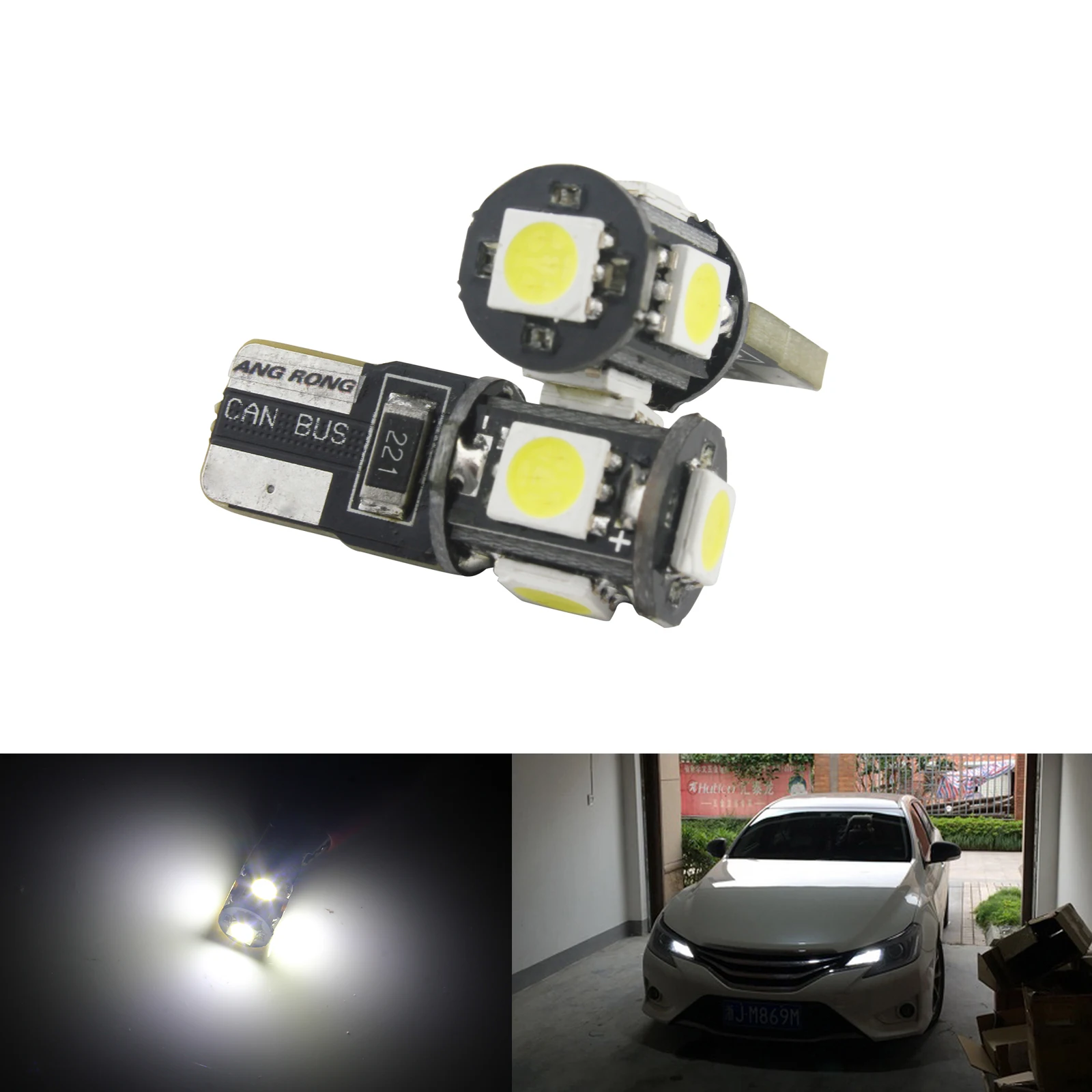 1X 10X T10 Car Side Light Bulb Error Free Canbus Xenon White 10 LEDS SMD 501 W5W