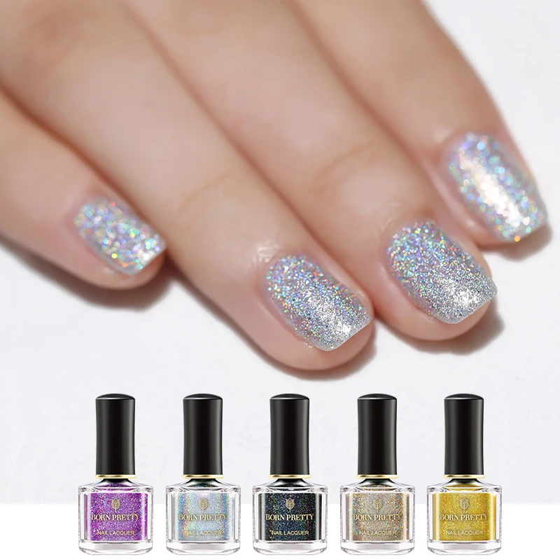 

BORN PRETTY 6ml Holo Nail Polish Laser Glitter Shining Long Lasting Nail Art Lacquer Varnish Polish Manicure Tips