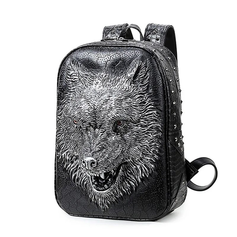 С печатью 3D голова волка. Специальные классные сумки на ремне для девочек- подростков. Материал ПУ. подходит для ноутбука, школьных принадлежностей