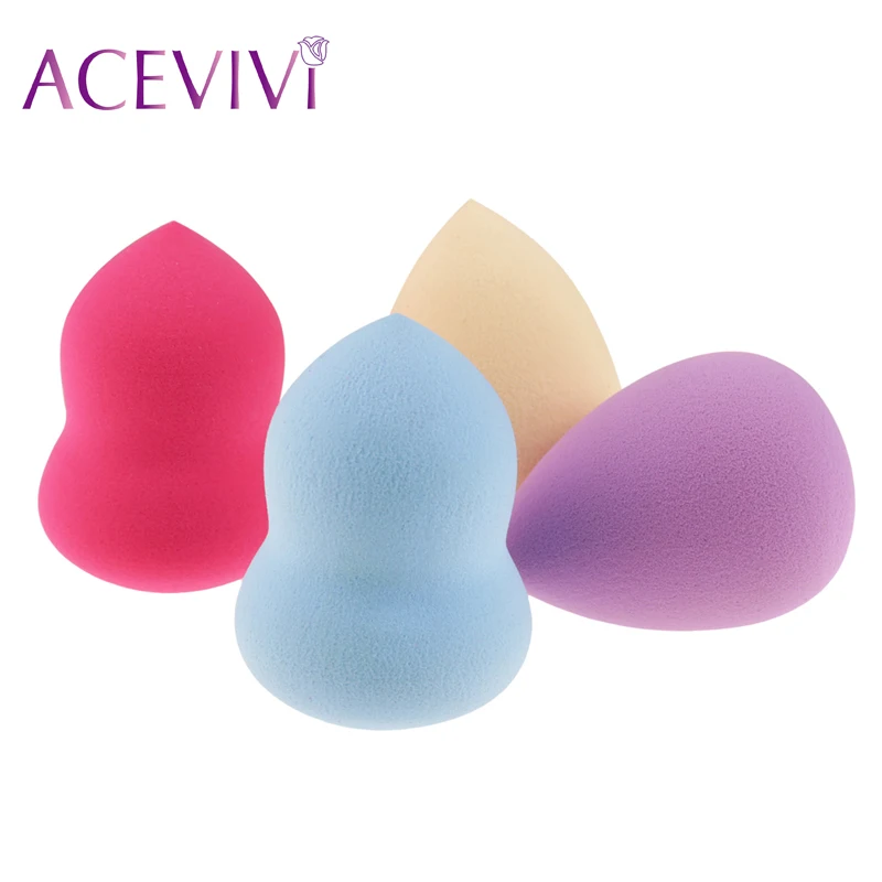  ACEVIVI 4pcs Cute Waterdrop Shape Soft Makeup Blender Foundation Puff Multi Shape Sponges Applicator Cosmetic Puff 