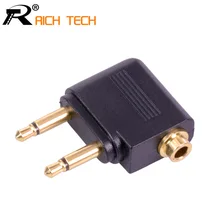 Моно Джек 3,5 позолоченный Самолет наушников аудио конвертер разъем двойной 3,5 моно-штекер, мм до 3,5 мм Поддержка двух каналов стерео джек