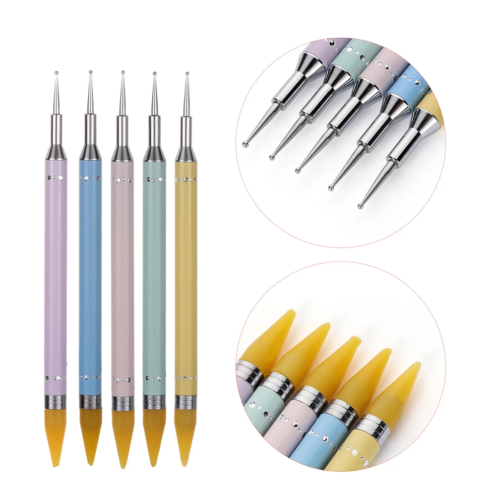 1 шт восковые Стразы, точечная ручка, двойная ручка для бисера, инструмент для дизайна ногтей, кристальная точка, профессиональный карандаш для украшения, маникюрный макияж