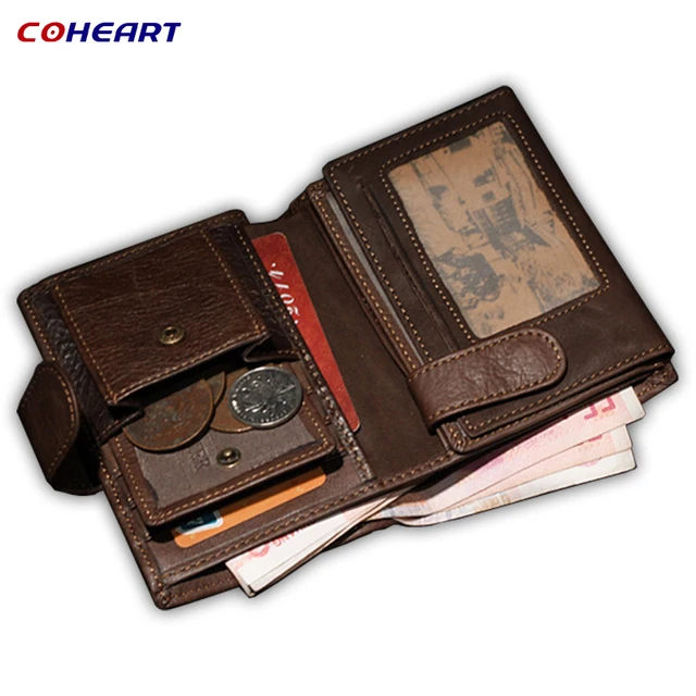 0 : Buy Coheart Brand Wallet Men 100% genuine leather wallet with coin pocket ...