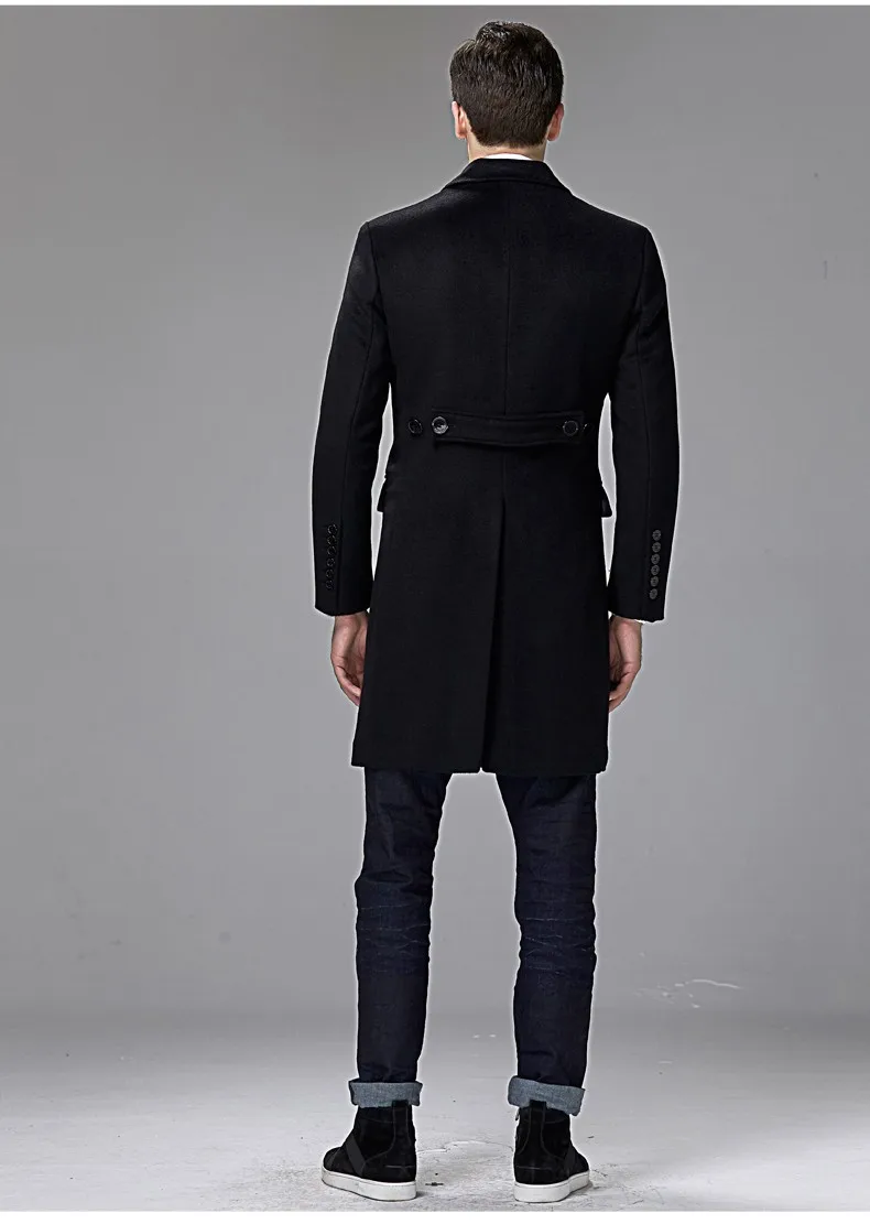 Британский мужской URSMART шерстяное пальто длинный серый деловой мужской и мужской пиджак