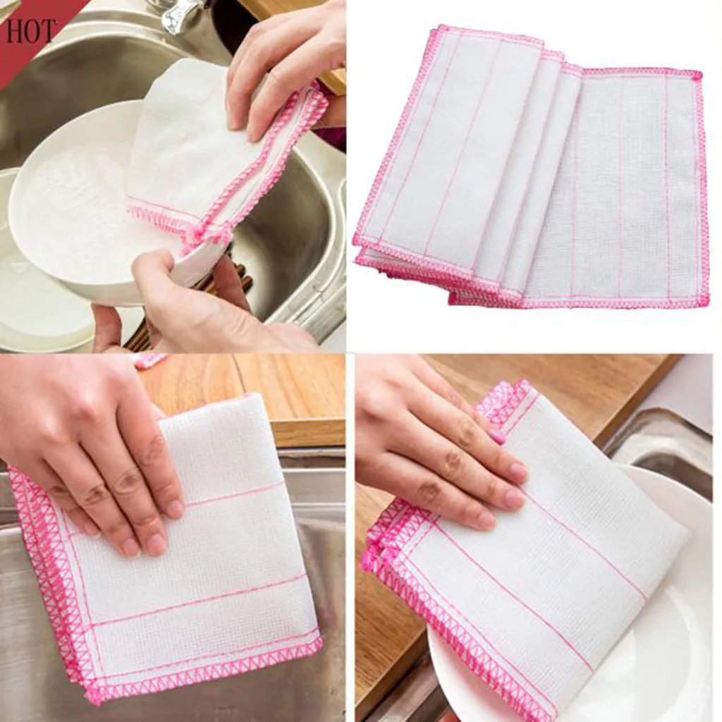 Wash Towel New 5pcs Washing Cloths Dishcloths Rags Towel Bamboo Fiber Home Housework Car Cleaning Kitchen Absorbent 19jun21