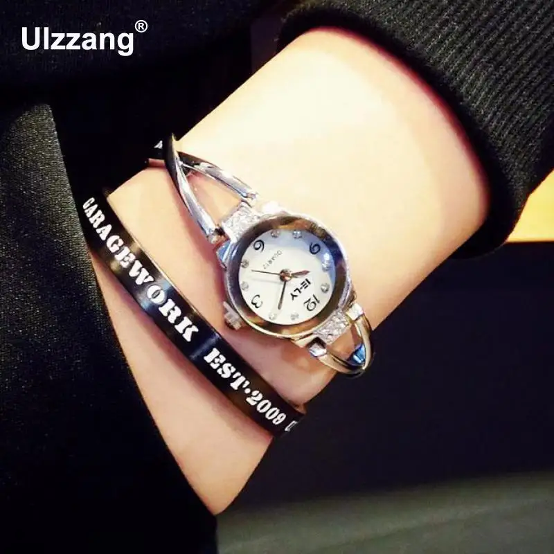 

Luxury Gold Silver Crystal Steel Quartz Bangle Wristwatches Wrist Watch Gift for Women Ladies Female