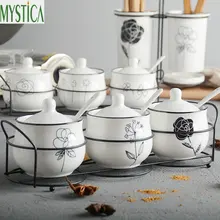 Кухонная приправа ящик для хранения дома керамика для сезонных приправ соль банка для сахара приправ Органайзер чехол посуда кухонные аксессуары инструменты