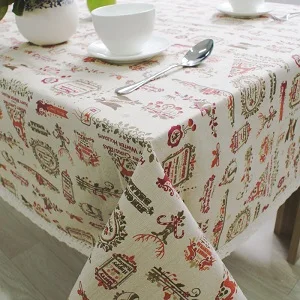 Скатерть в европейском стиле, Рождественская скатерть, льняная, кружевная, прямоугольная и квадратная, с цветочным принтом, пылезащитная - Цвет: chrismas table cloth