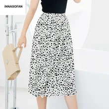 INNASOFAN Женская юбка весна-лето плиссированная юбка Европейская мода элегантная юбка с принтом в горошек