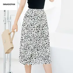 Innasofan Женская юбка весенне-летняя плиссированная юбка Евразийский Модная элегантная юбка, одежда в горошек с принтом