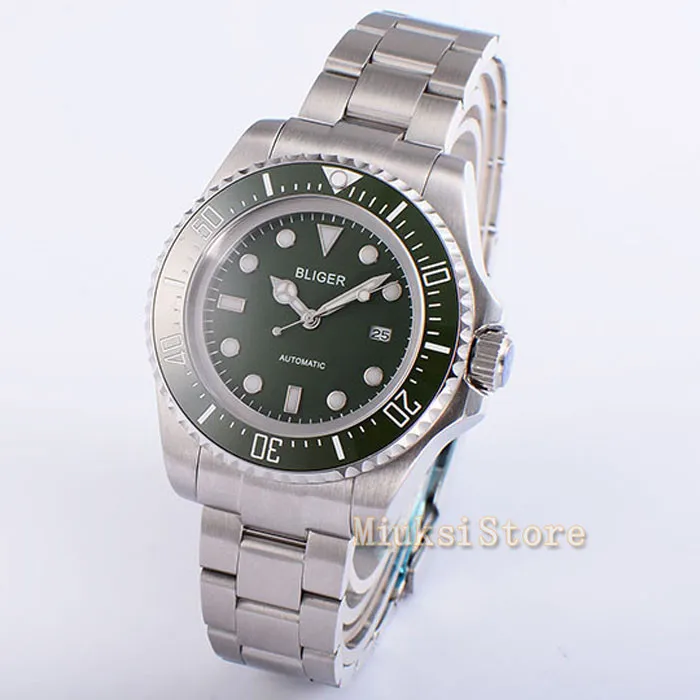 43 мм сапфировый Кристалл pour acier, неоксидный Poignet Analogique montres Hommes Marque Horloge водонепроницаемые мужские часы зеленый