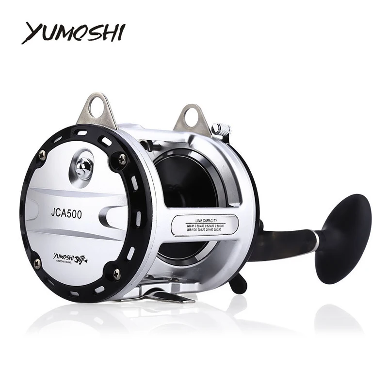 Rolamentos de Esferas de Alta Molde do Tambor de Pesca 12 plus 1 Yumoshi Velocidade Saltwater Lure Combater Trolling Boat Reel Mão Direita Carretel Rodada Jca