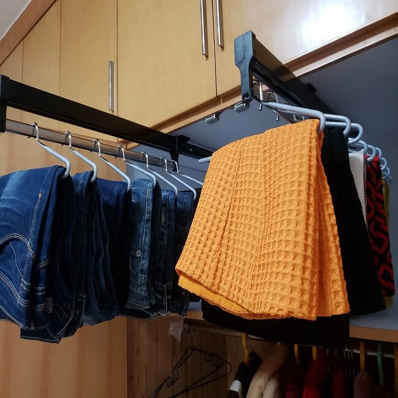 Pull Out Closet Valet Rod Adjustable Wardrobe Clothing Rail Top