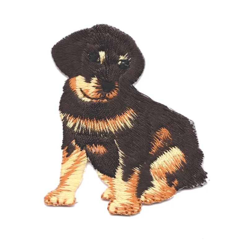 1 Piece Cute Black Dog Patches for clothing Sew or Iron on Embroidered