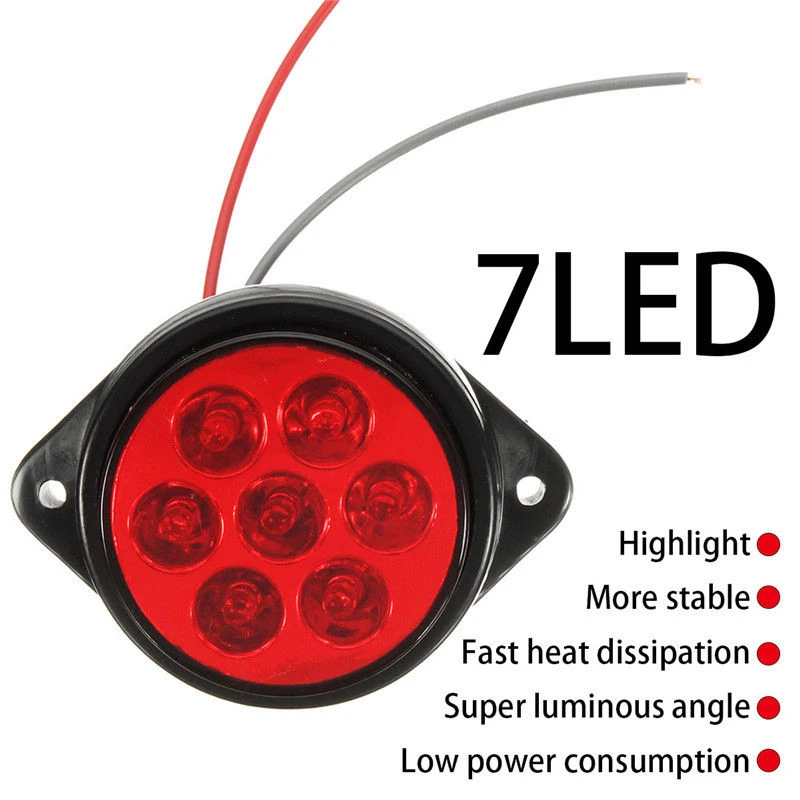 JXLCLYL  Red 7 LED Round Side Marker Indicator Clearance Light Car Truck Trailer