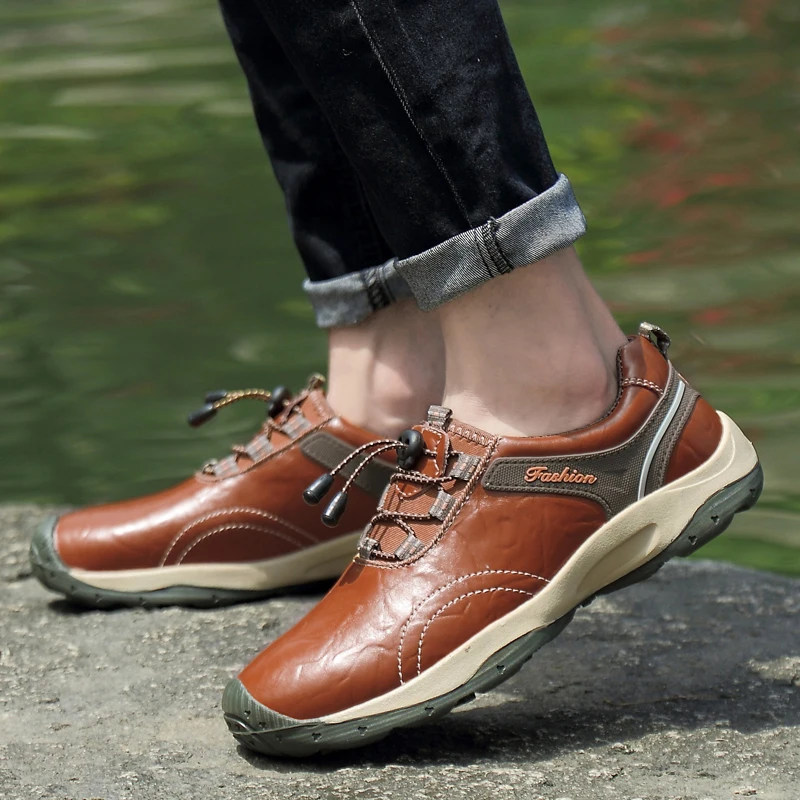 

2019 New Men's Shoes Big Size 38-46 Men's Outdoor Sneakers,High Quality Genuine Leather Casual Men Shoes Brown Shoes for Male