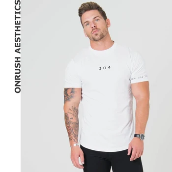 

OA Muscle Men's Fitness T Shirts Fashion Trend Slim Fit Breathable Round Collar Short Sleeve Letter Tees Tops Bodybuilding T