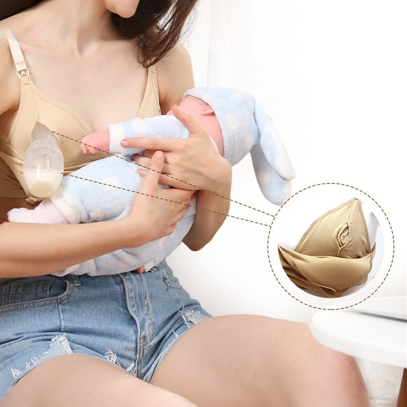 

Cotton Maternity Bra for Nursing Push Up Hands-free Breast Pump Maternity Breastfeeding Bra Underwear Bra with Sling 36-42 B C D