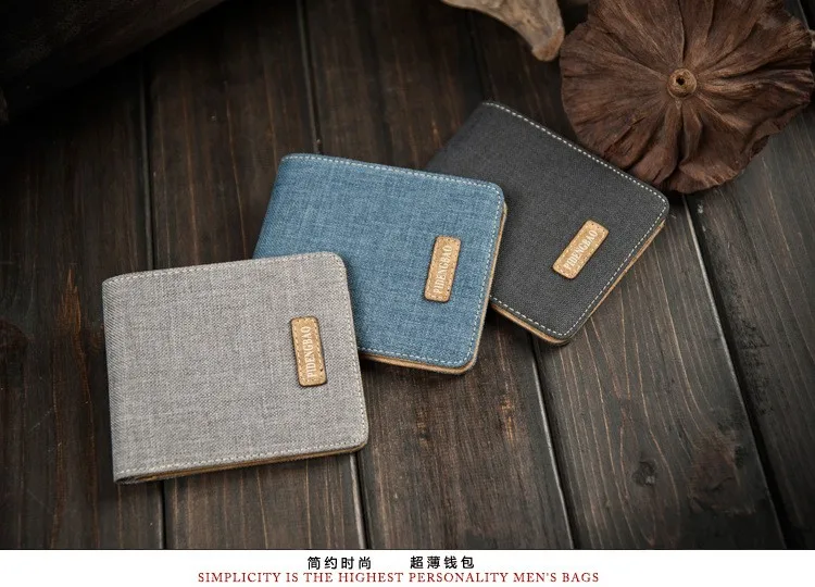 Canvas Denim Men Short Standard Wallet Fashion Casual Male Student Jean Fabric Money Purse With Card Holder Wallets 2 Fold (12)